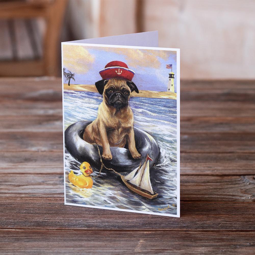 Pug Ahoy Sailor Greeting Cards Pack of 8 Blank Cards with Envelopes Whimsical A7 Size 5x7