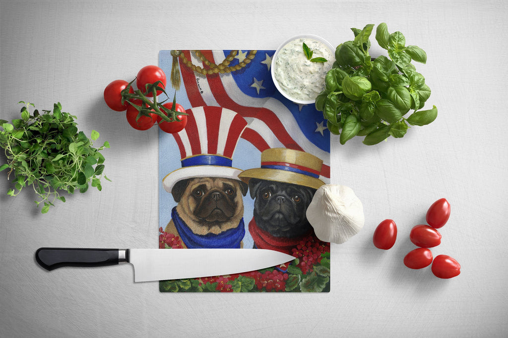Pug USA Cutting Board Tempered Glass Kitchen Cutting Surface, Heat Resistant Chopping, Non-Slip Feet, Food Prep & Serving