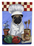 Pug Veggie Chef House Flag 28x40 Porch Sleeve Pole Decorative Outside Yard Banner Artwork Wall Hanging, Polyester