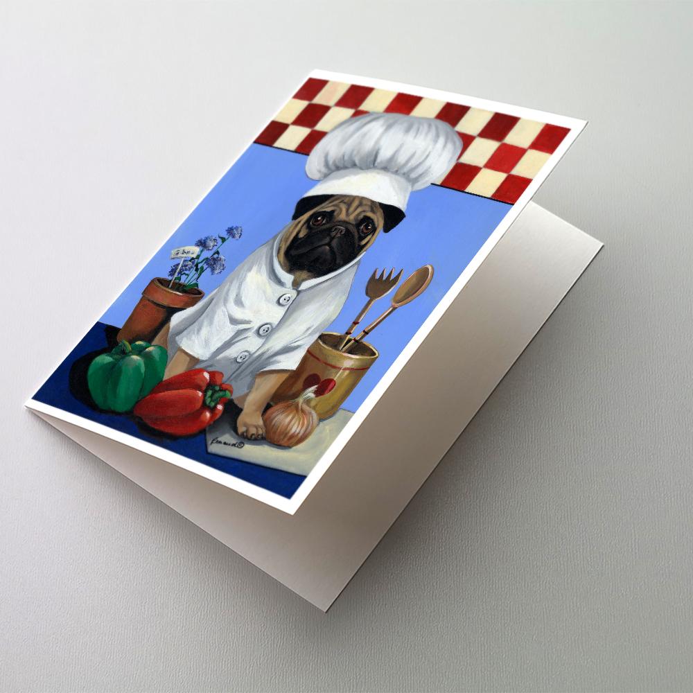 Pug Veggie Chef Greeting Cards Pack of 8 Blank Cards with Envelopes Whimsical A7 Size 5x7