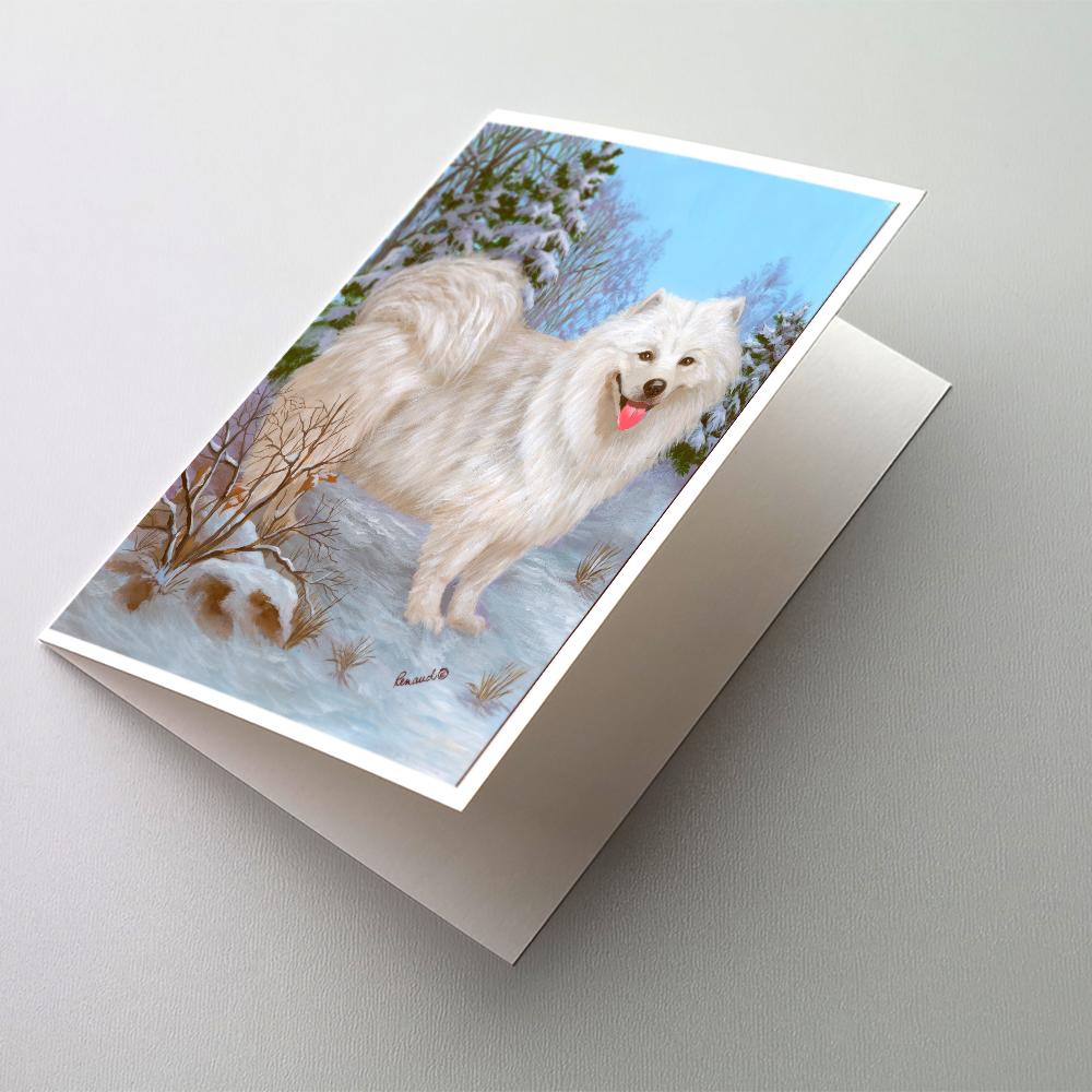Samoyed Happiness Greeting Cards Pack of 8 Blank Cards with Envelopes Whimsical A7 Size 5x7