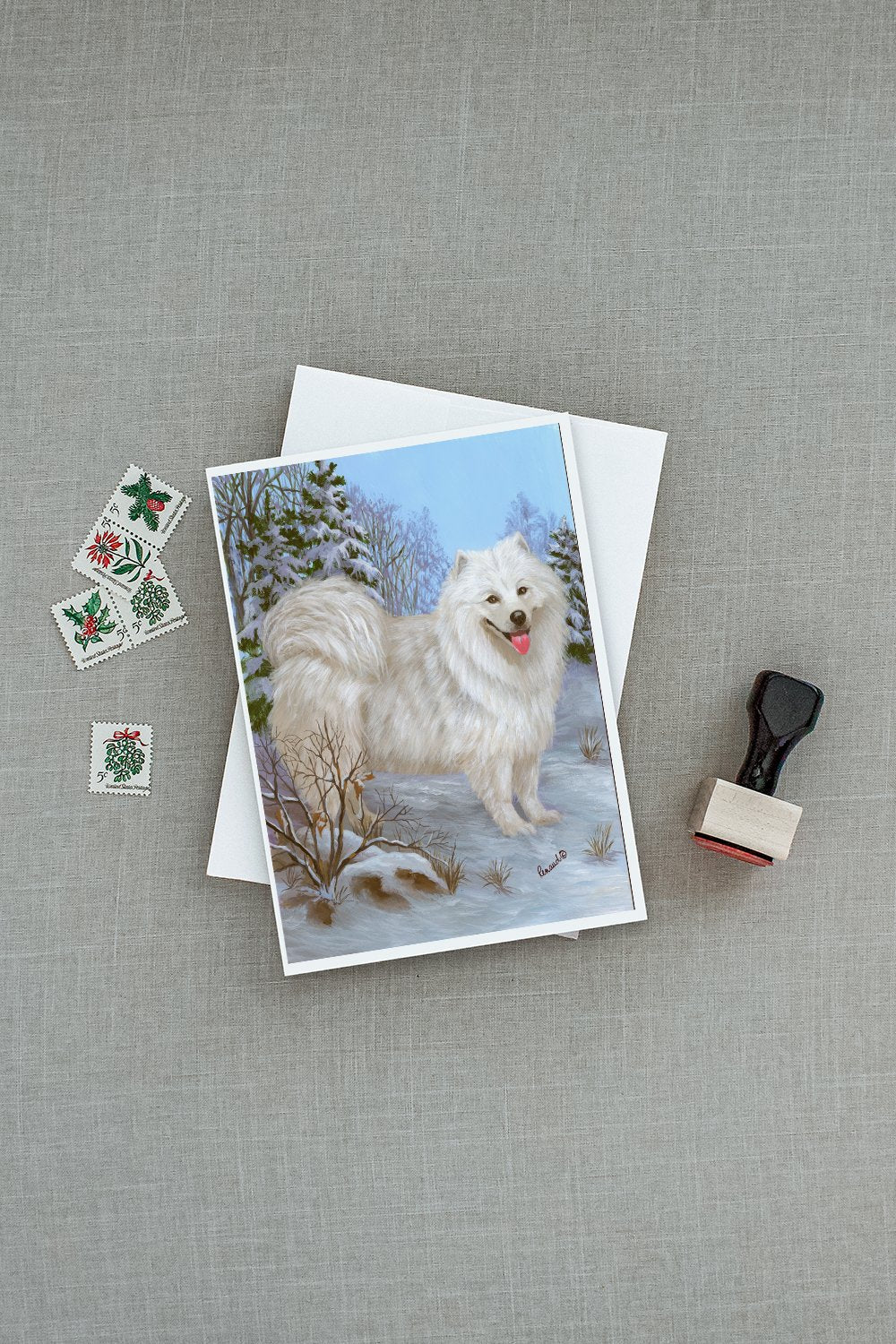 Samoyed Happiness Greeting Cards Pack of 8 Blank Cards with Envelopes Whimsical A7 Size 5x7