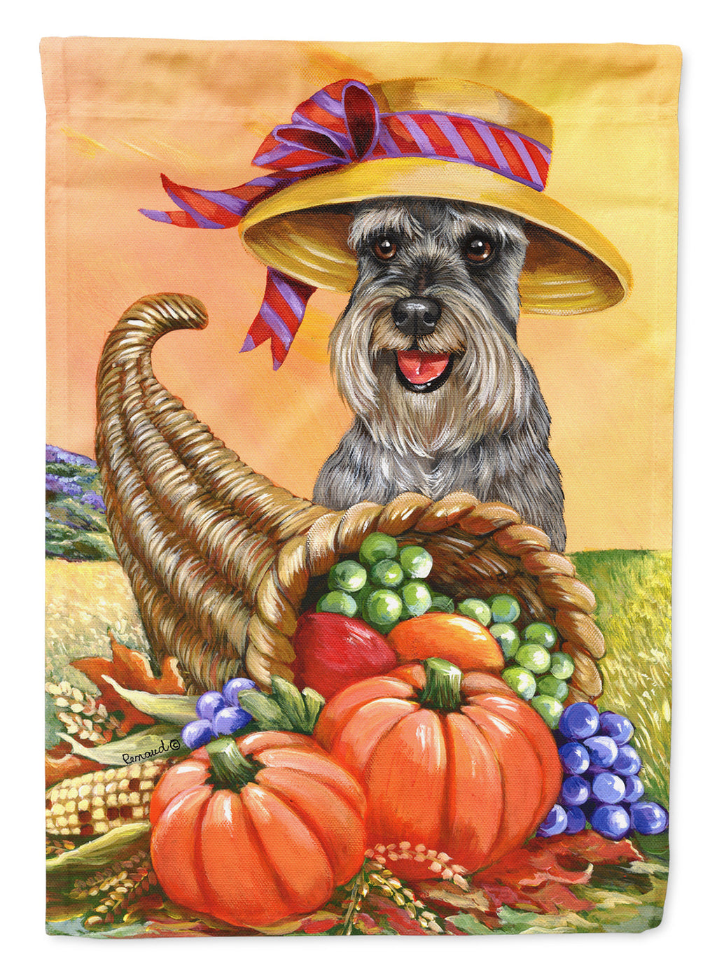 Schnauzer Autumn House Flag 28x40 Porch Sleeve Pole Decorative Outside Yard Banner Artwork Wall Hanging, Polyester