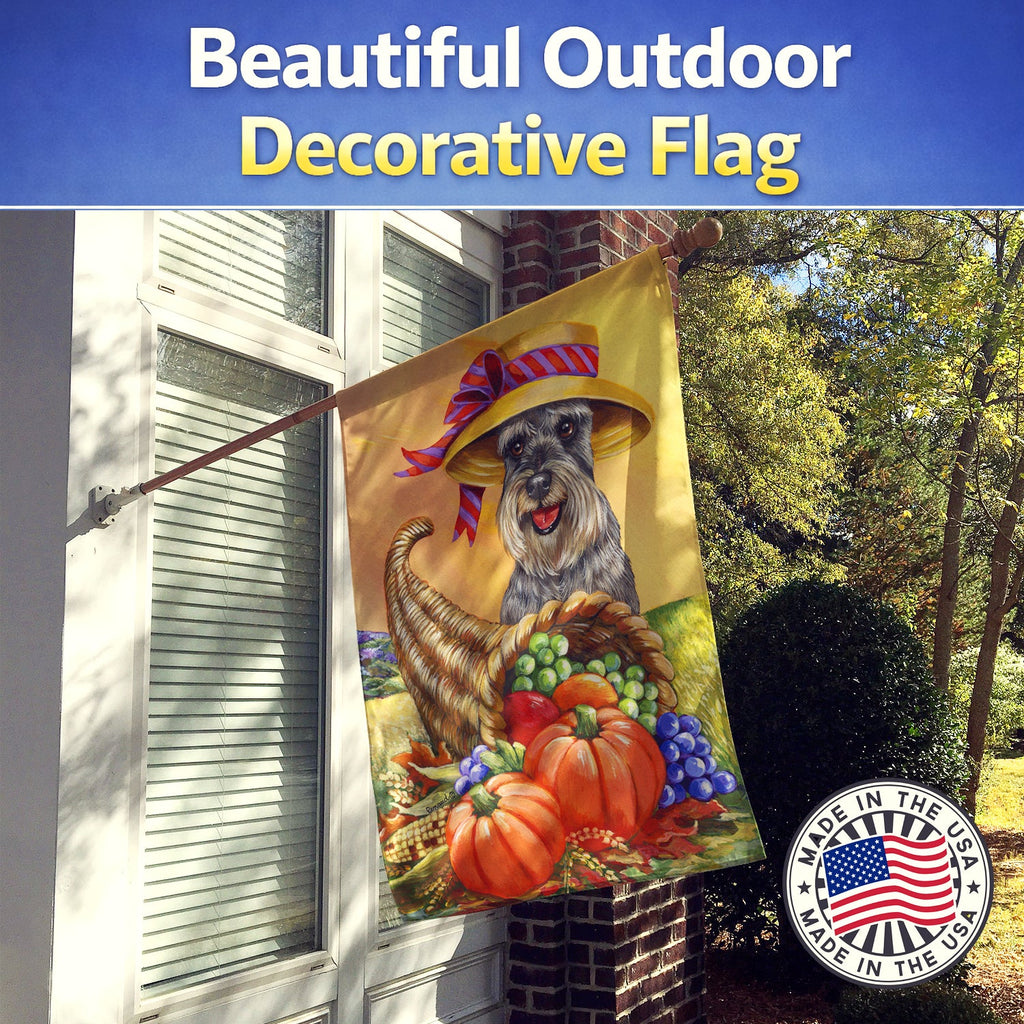 Schnauzer Autumn House Flag 28x40 Porch Sleeve Pole Decorative Outside Yard Banner Artwork Wall Hanging, Polyester