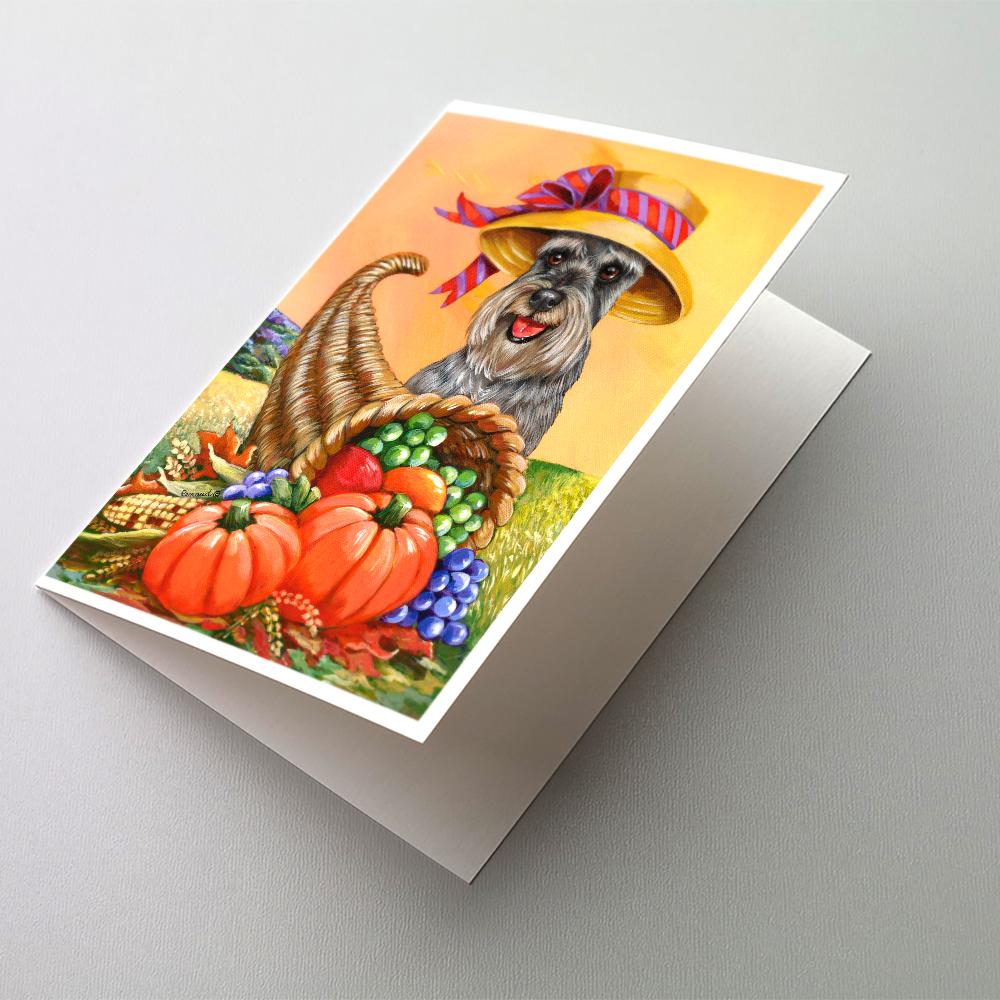 Schnauzer Autumn Greeting Cards Pack of 8 Blank Cards with Envelopes Whimsical A7 Size 5x7