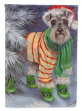 Schnauzer Christmas Green Boots House Flag 28x40 Porch Sleeve Pole Decorative Outside Yard Banner Artwork Wall Hanging, Polyester