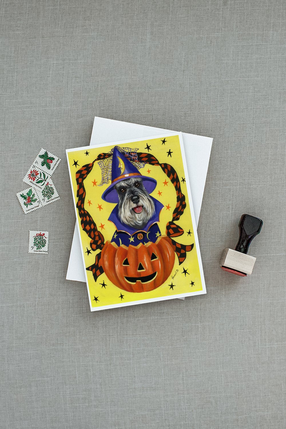 Schnauzer Halloween Greeting Cards Pack of 8 Blank Cards with Envelopes Whimsical A7 Size 5x7