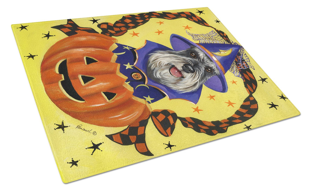 Schnauzer Halloween Cutting Board Tempered Glass Kitchen Cutting Surface, Heat Resistant Chopping, Non-Slip Feet, Food Prep & Serving