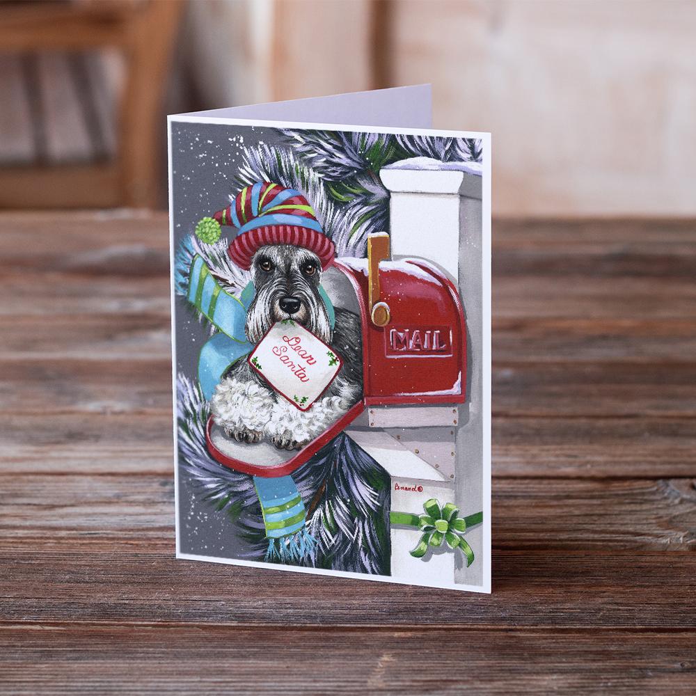 Schnauzer Christmas Letter to Santa Greeting Cards Pack of 8 Blank Cards with Envelopes Whimsical A7 Size 5x7