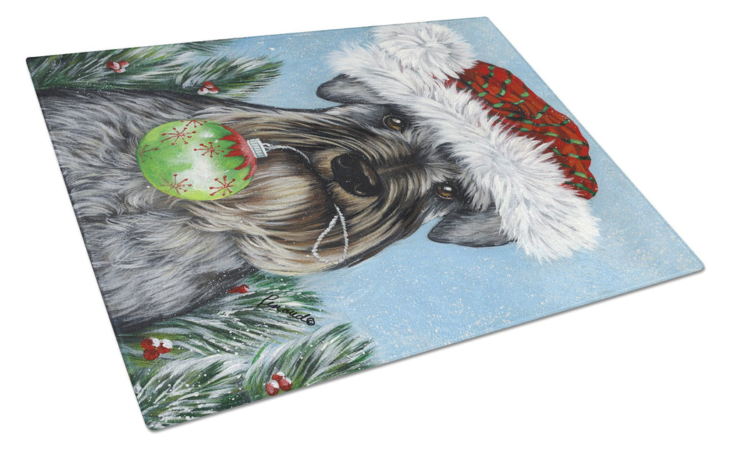 Schnauzer Christmas Pure at Heart Cutting Board Tempered Glass Kitchen Cutting Surface, Heat Resistant Chopping, Non-Slip Feet, Food Prep & Serving