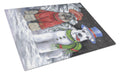 Schnauzer Christmas Snow Dog Cutting Board Tempered Glass Kitchen Cutting Surface, Heat Resistant Chopping, Non-Slip Feet, Food Prep & Serving