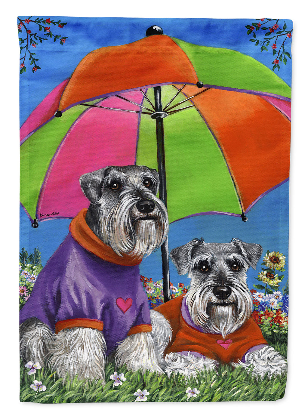 Schnauzer Soulmates House Flag 28x40 Porch Sleeve Pole Decorative Outside Yard Banner Artwork Wall Hanging, Polyester