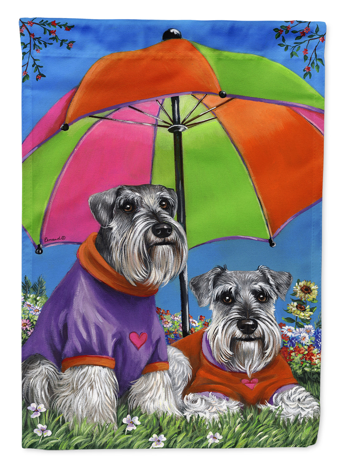 Schnauzer Soulmates House Flag 28x40 Porch Sleeve Pole Decorative Outside Yard Banner Artwork Wall Hanging, Polyester