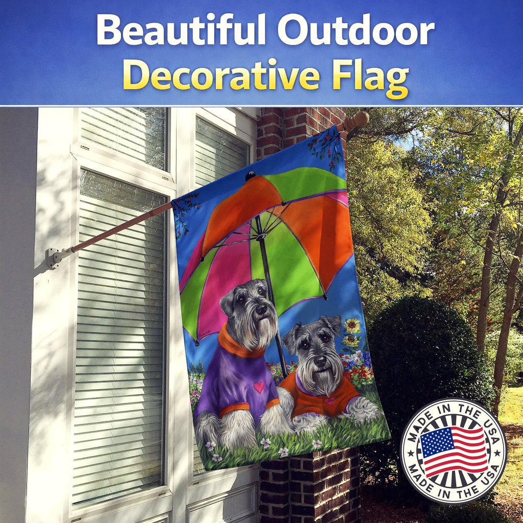 Schnauzer Soulmates House Flag 28x40 Porch Sleeve Pole Decorative Outside Yard Banner Artwork Wall Hanging, Polyester