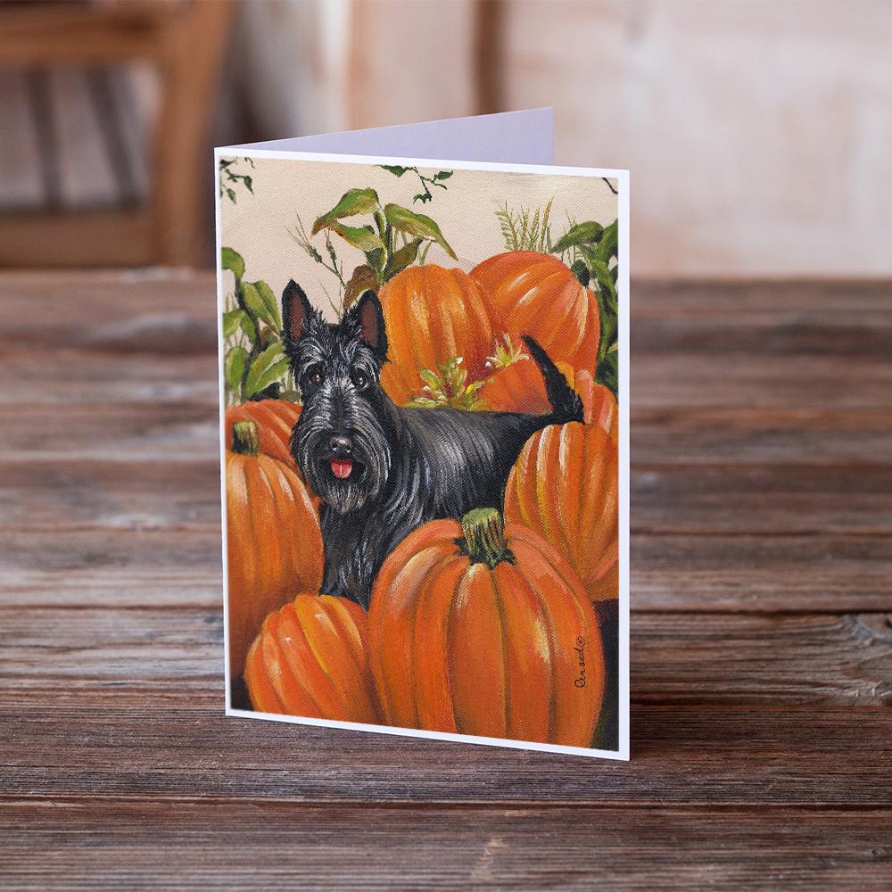 Scottish Terrier Scottie Pumpkins Greeting Cards Pack of 8 Blank Cards with Envelopes Whimsical A7 Size 5x7