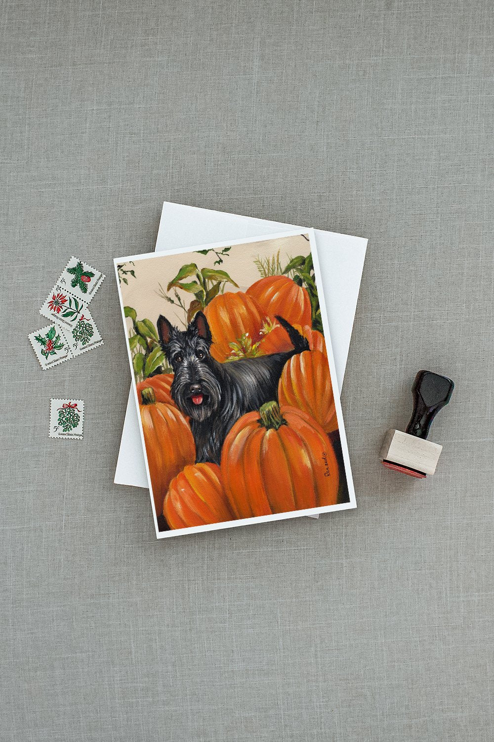 Scottish Terrier Scottie Pumpkins Greeting Cards Pack of 8 Blank Cards with Envelopes Whimsical A7 Size 5x7