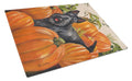 Scottish Terrier Scottie Pumpkins Cutting Board Tempered Glass Kitchen Cutting Surface, Heat Resistant Chopping, Non-Slip Feet, Food Prep & Serving