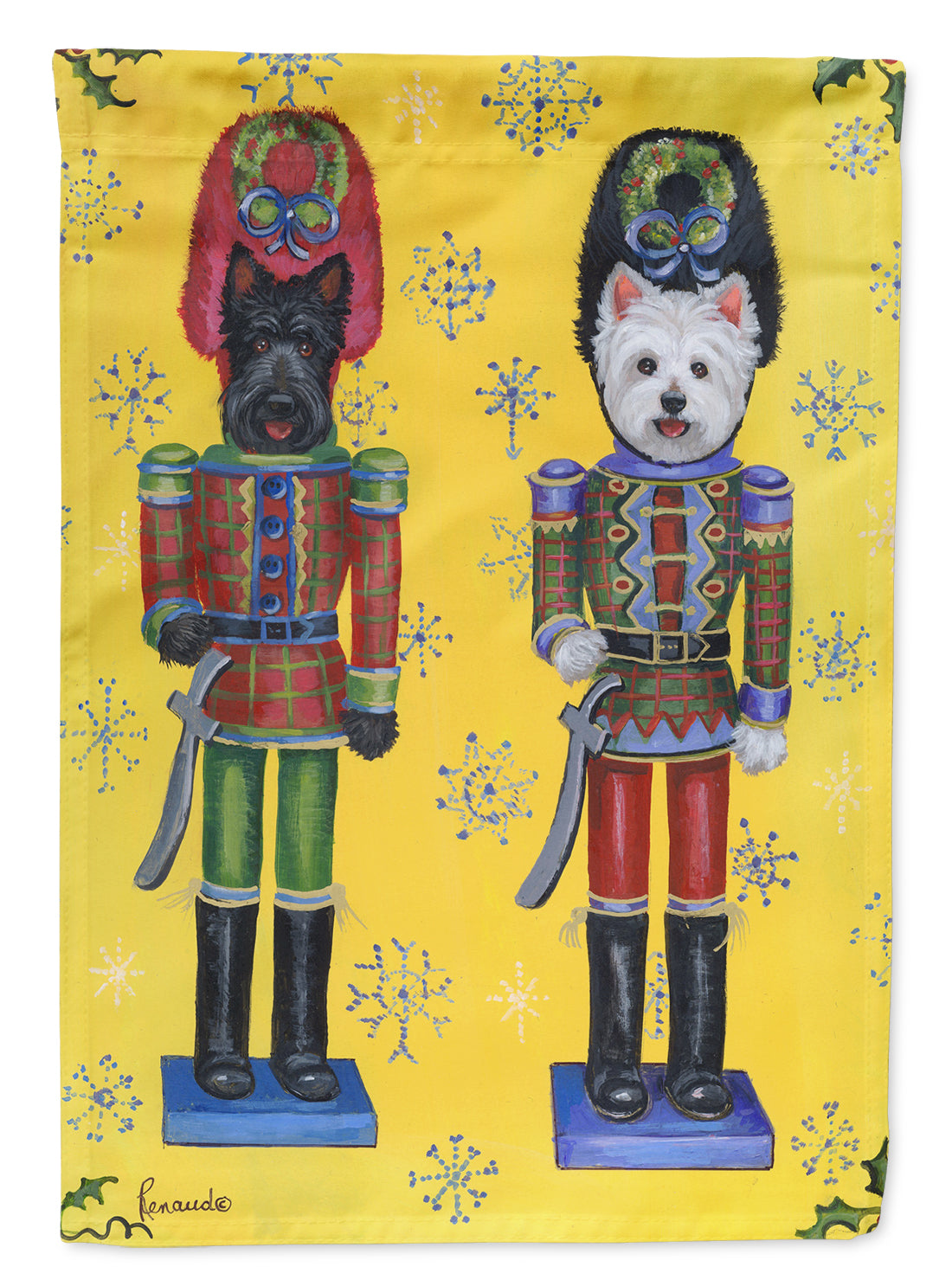 Scottie and Westie Christmas Nutcrackers House Flag 28x40 Porch Sleeve Pole Decorative Outside Yard Banner Artwork Wall Hanging, Polyester