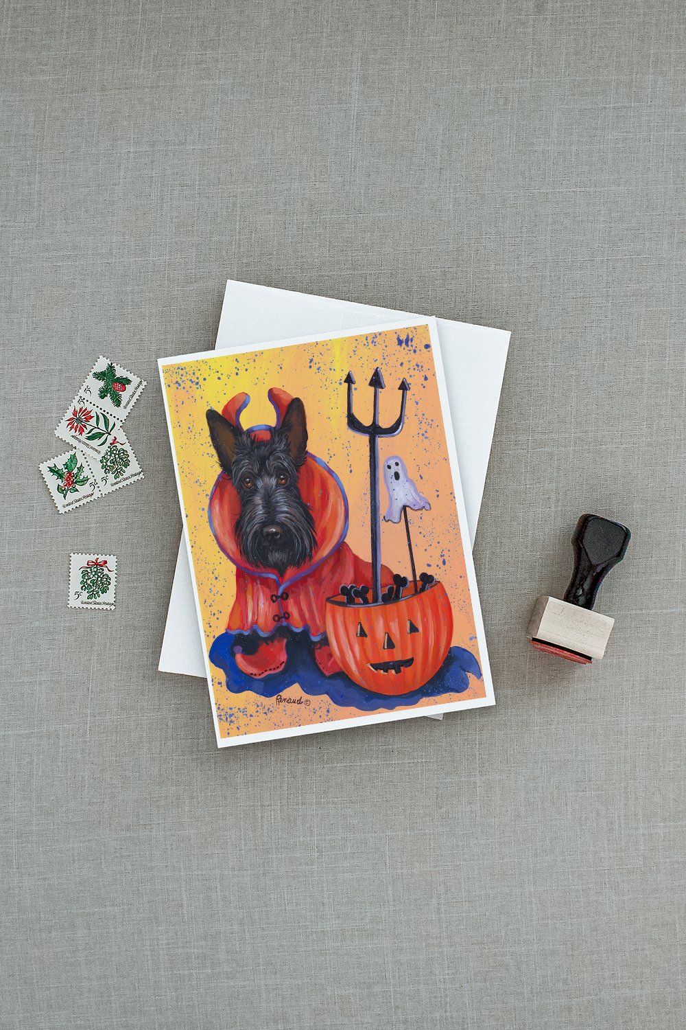 Scottie Boo Hoo Halloween Greeting Cards Pack of 8 Blank Cards with Envelopes Whimsical A7 Size 5x7