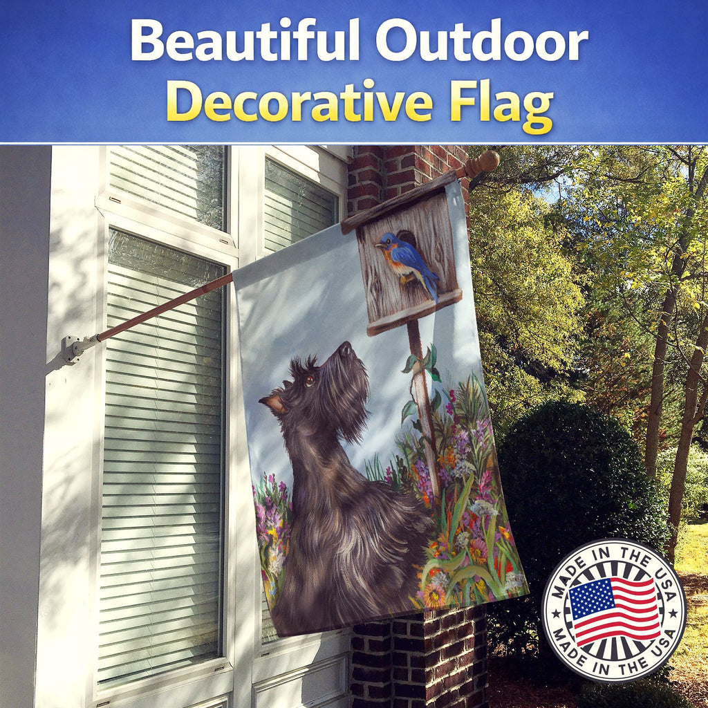Scottie Curious House Flag 28x40 Porch Sleeve Pole Decorative Outside Yard Banner Artwork Wall Hanging, Polyester