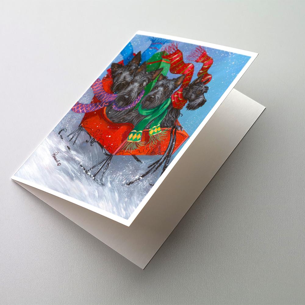 Scottie Christmas Dashing Greeting Cards Pack of 8 Blank Cards with Envelopes Whimsical A7 Size 5x7