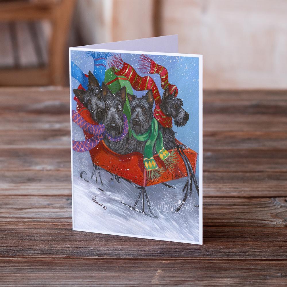 Scottie Christmas Dashing Greeting Cards Pack of 8 Blank Cards with Envelopes Whimsical A7 Size 5x7