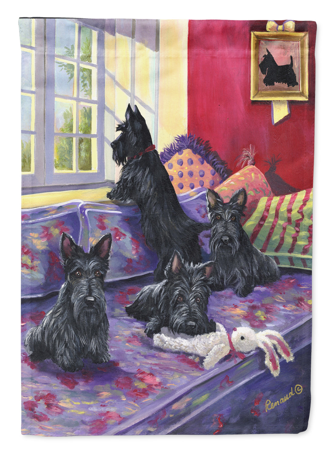 Scottie Daybed House Flag 28x40 Porch Sleeve Pole Decorative Outside Yard Banner Artwork Wall Hanging, Polyester