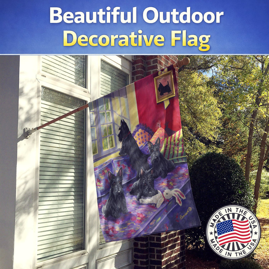 Scottie Daybed House Flag 28x40 Porch Sleeve Pole Decorative Outside Yard Banner Artwork Wall Hanging, Polyester
