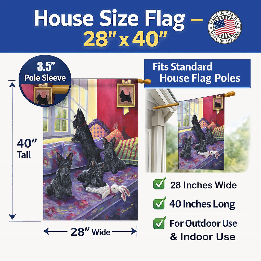 Scottie Daybed House Flag 28x40 Porch Sleeve Pole Decorative Outside Yard Banner Artwork Wall Hanging, Polyester