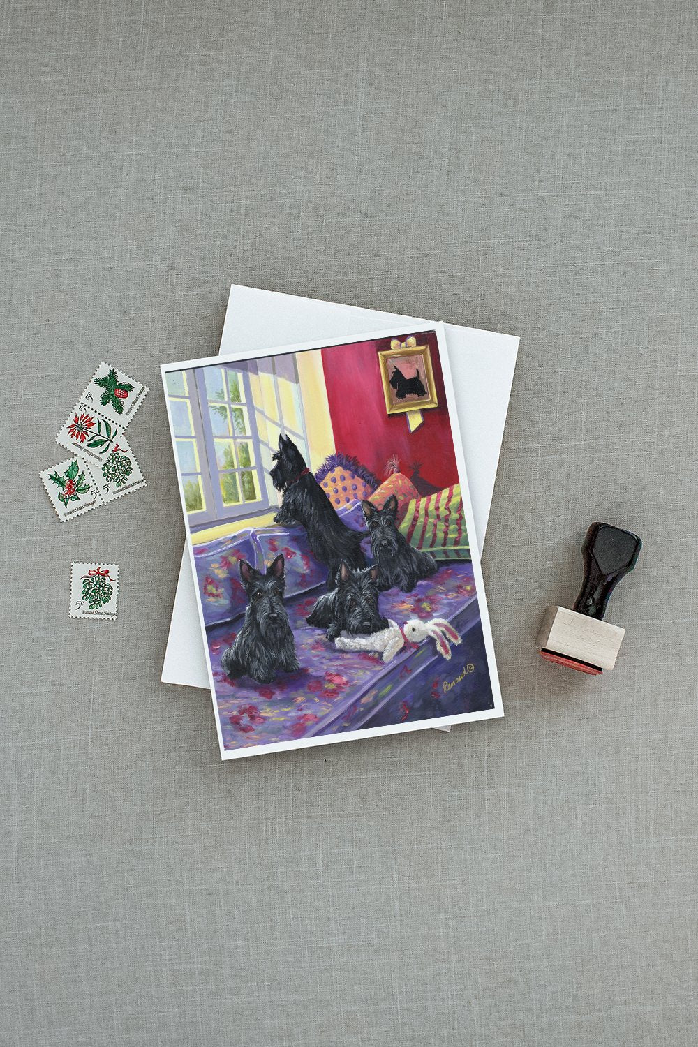 Scottie Daybed Greeting Cards Pack of 8 Blank Cards with Envelopes Whimsical A7 Size 5x7