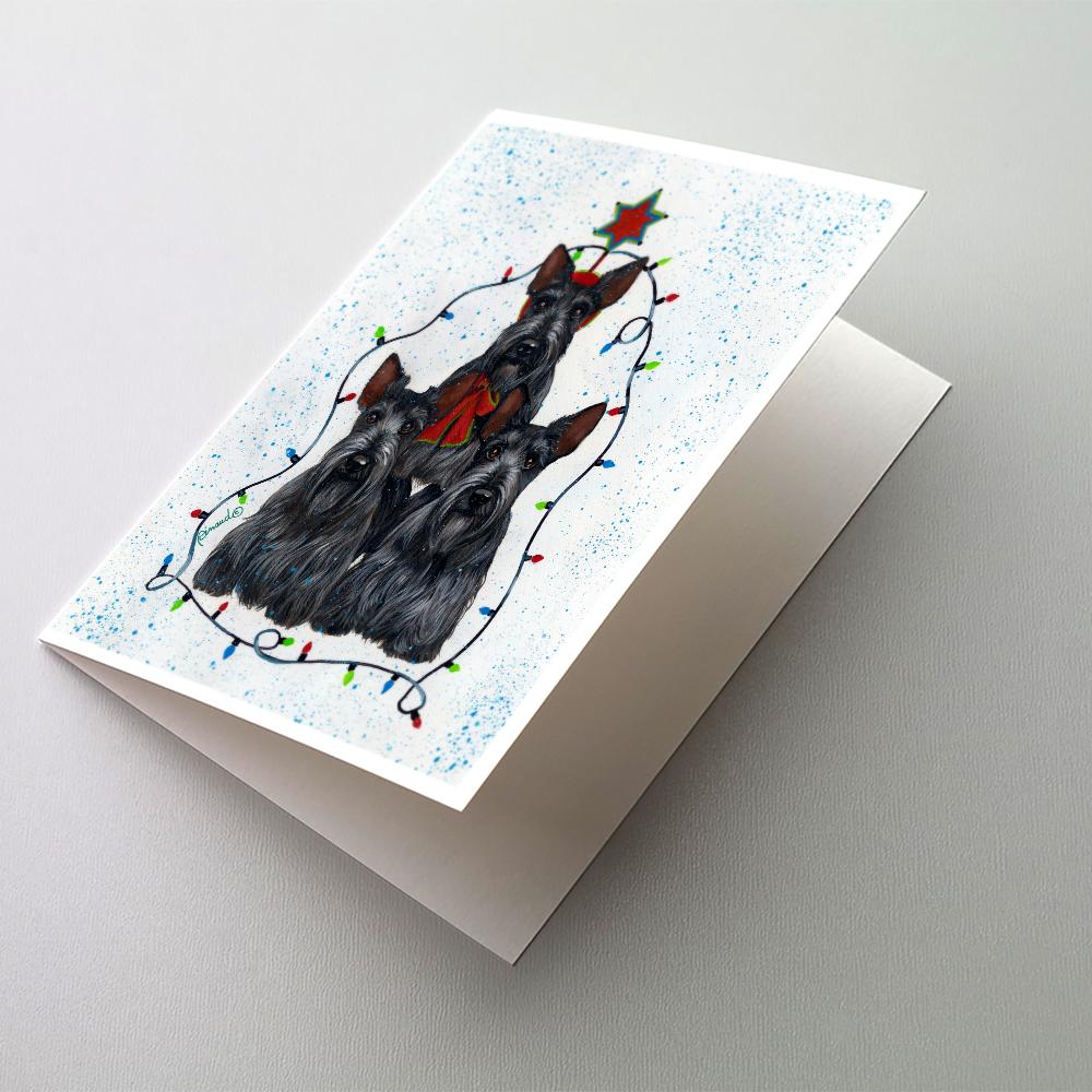 Scottie Christmas Family Tree Greeting Cards Pack of 8 Blank Cards with Envelopes Whimsical A7 Size 5x7