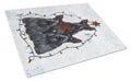 Scottie Christmas Family Tree Cutting Board Tempered Glass Kitchen Cutting Surface, Heat Resistant Chopping, Non-Slip Feet, Food Prep & Serving