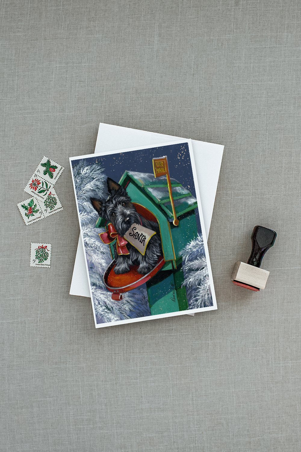 Scottie Christmas Letter to Santa Greeting Cards Pack of 8 Blank Cards with Envelopes Whimsical A7 Size 5x7