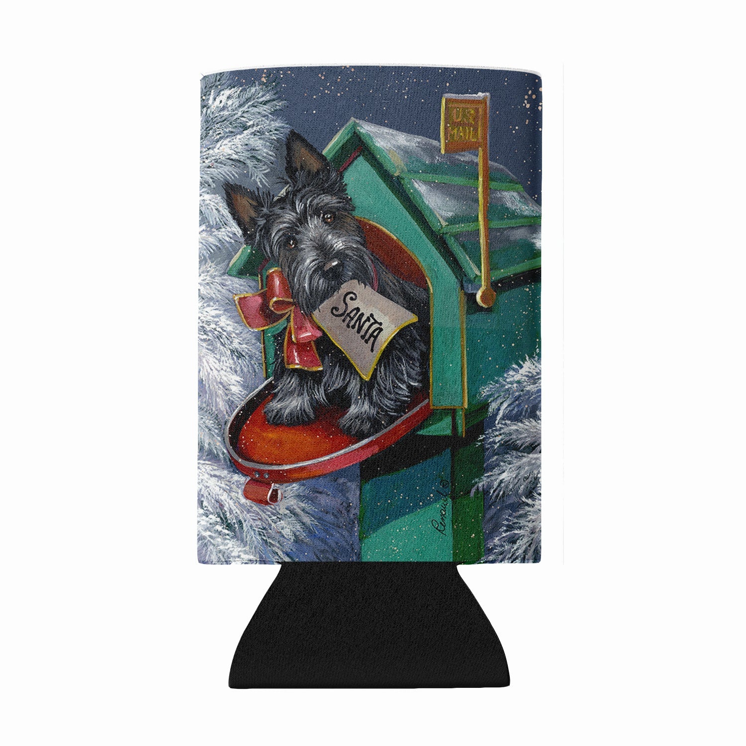 Scottie Christmas Letter to Santa Wine Bottle Hugger Gift Sleeve for Standard 750 ml Bottles, Insulated Reusable Also Fits Mini Shot & Pint Bottles