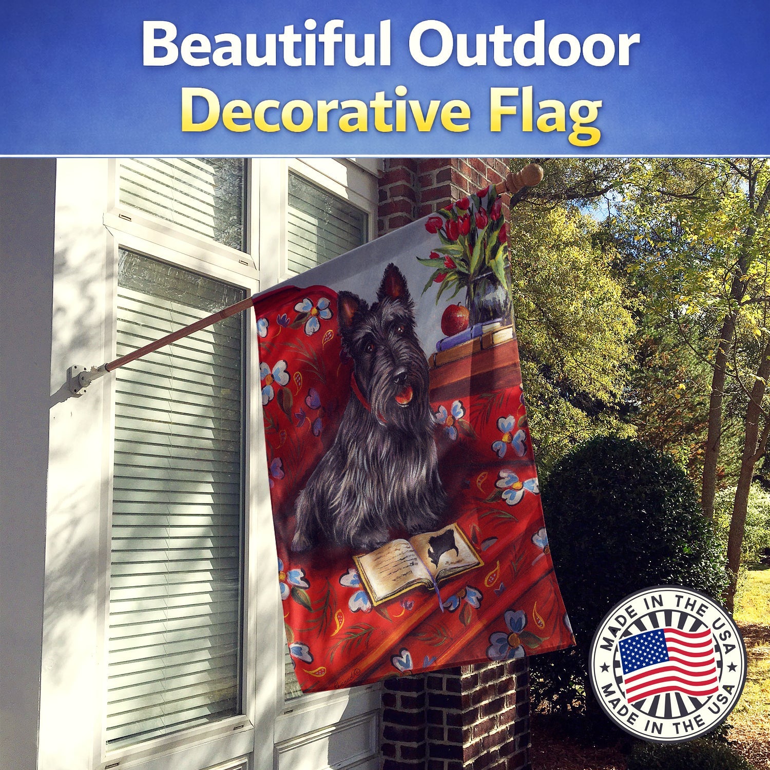 Scottie Lil Einstein House Flag 28x40 Porch Sleeve Pole Decorative Outside Yard Banner Artwork Wall Hanging, Polyester