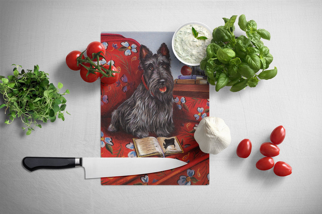 Scottie Lil Einstein Cutting Board Tempered Glass Kitchen Cutting Surface, Heat Resistant Chopping, Non-Slip Feet, Food Prep & Serving