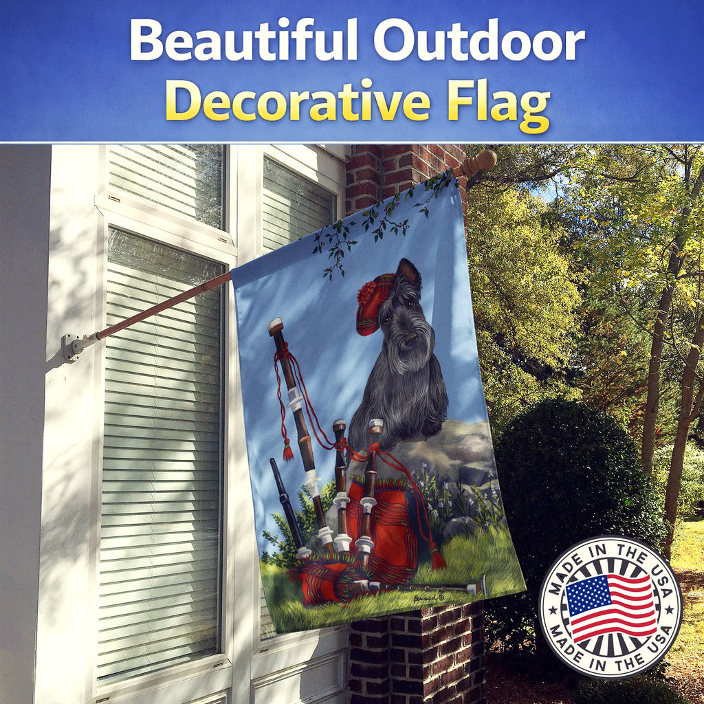 Scottie Piper House Flag 28x40 Porch Sleeve Pole Decorative Outside Yard Banner Artwork Wall Hanging, Polyester