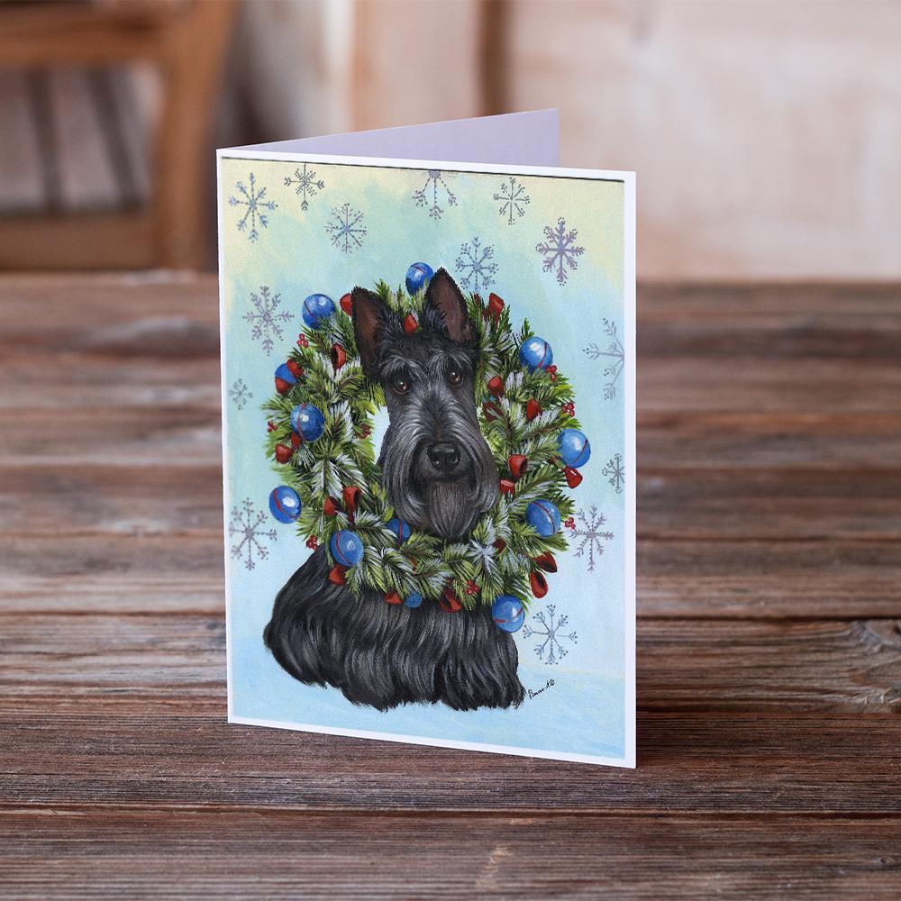 Scottie Christmas Snowflake Greeting Cards Pack of 8 Blank Cards with Envelopes Whimsical A7 Size 5x7