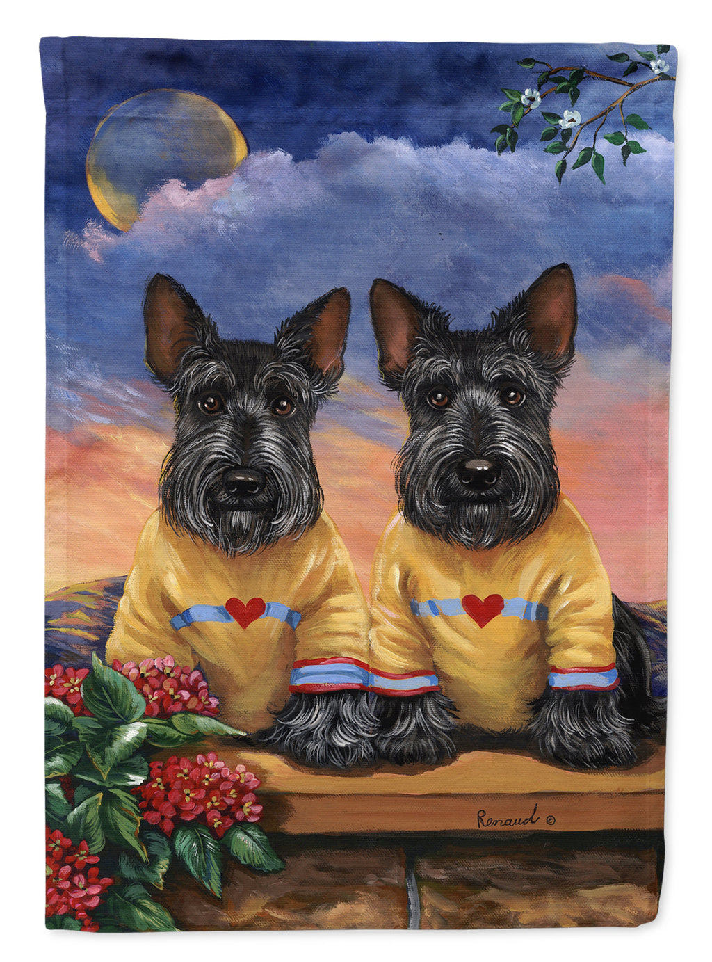 Scottie Soulmates House Flag 28x40 Porch Sleeve Pole Decorative Outside Yard Banner Artwork Wall Hanging, Polyester