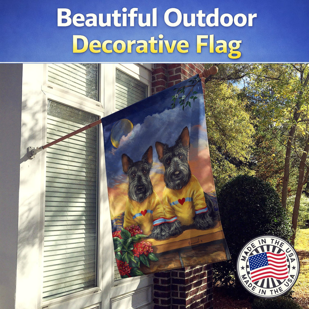 Scottie Soulmates House Flag 28x40 Porch Sleeve Pole Decorative Outside Yard Banner Artwork Wall Hanging, Polyester