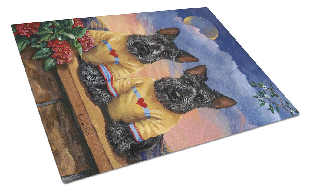 Scottie Soulmates Cutting Board Tempered Glass Kitchen Cutting Surface, Heat Resistant Chopping, Non-Slip Feet, Food Prep & Serving