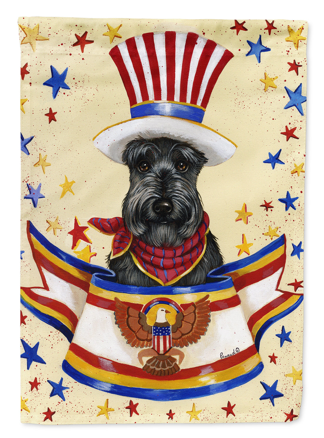 Scottie USA House Flag 28x40 Porch Sleeve Pole Decorative Outside Yard Banner Artwork Wall Hanging, Polyester