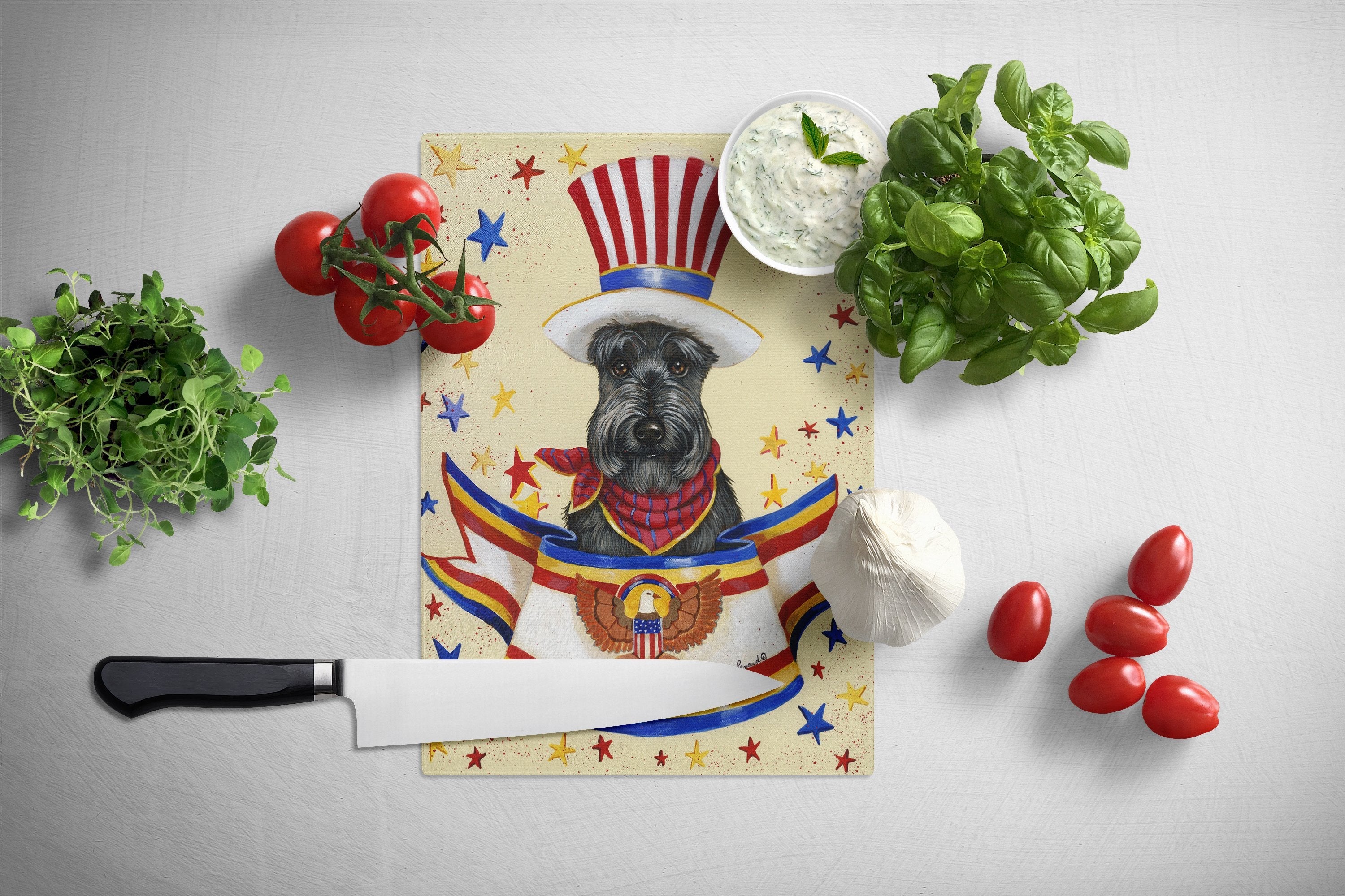 Scottie USA Cutting Board Tempered Glass Kitchen Cutting Surface, Heat Resistant Chopping, Non-Slip Feet, Food Prep & Serving