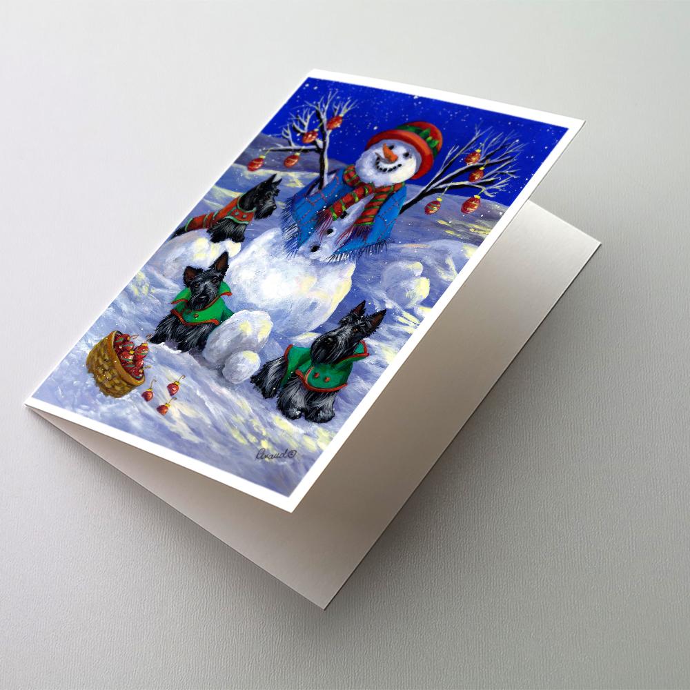 Scottie Christmas Snowman Greeting Cards Pack of 8 Blank Cards with Envelopes Whimsical A7 Size 5x7