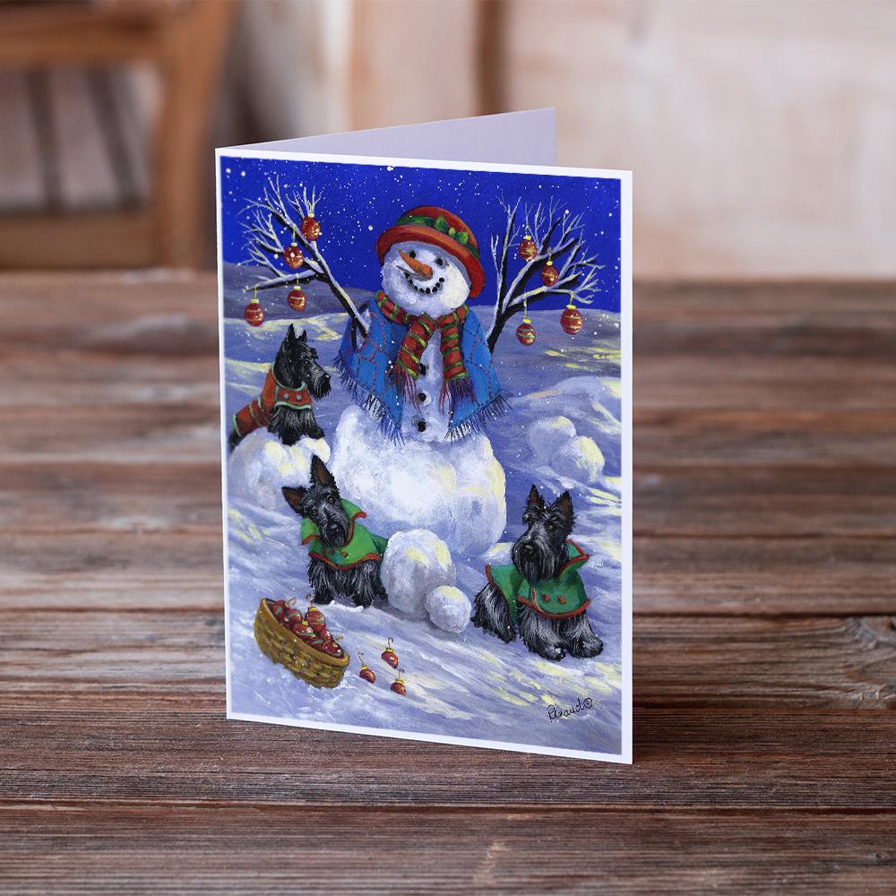 Scottie Christmas Snowman Greeting Cards Pack of 8 Blank Cards with Envelopes Whimsical A7 Size 5x7