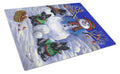 Scottie Christmas Snowman Cutting Board Tempered Glass Kitchen Cutting Surface, Heat Resistant Chopping, Non-Slip Feet, Food Prep & Serving