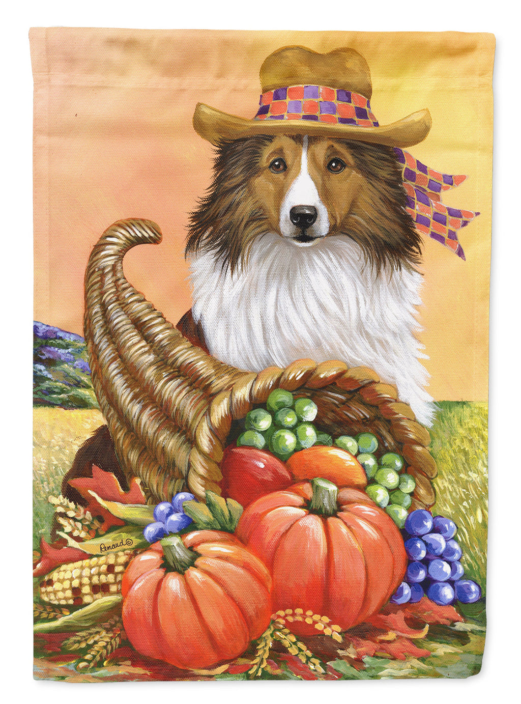 Sheltie Autumn House Flag 28x40 Porch Sleeve Pole Decorative Outside Yard Banner Artwork Wall Hanging, Polyester