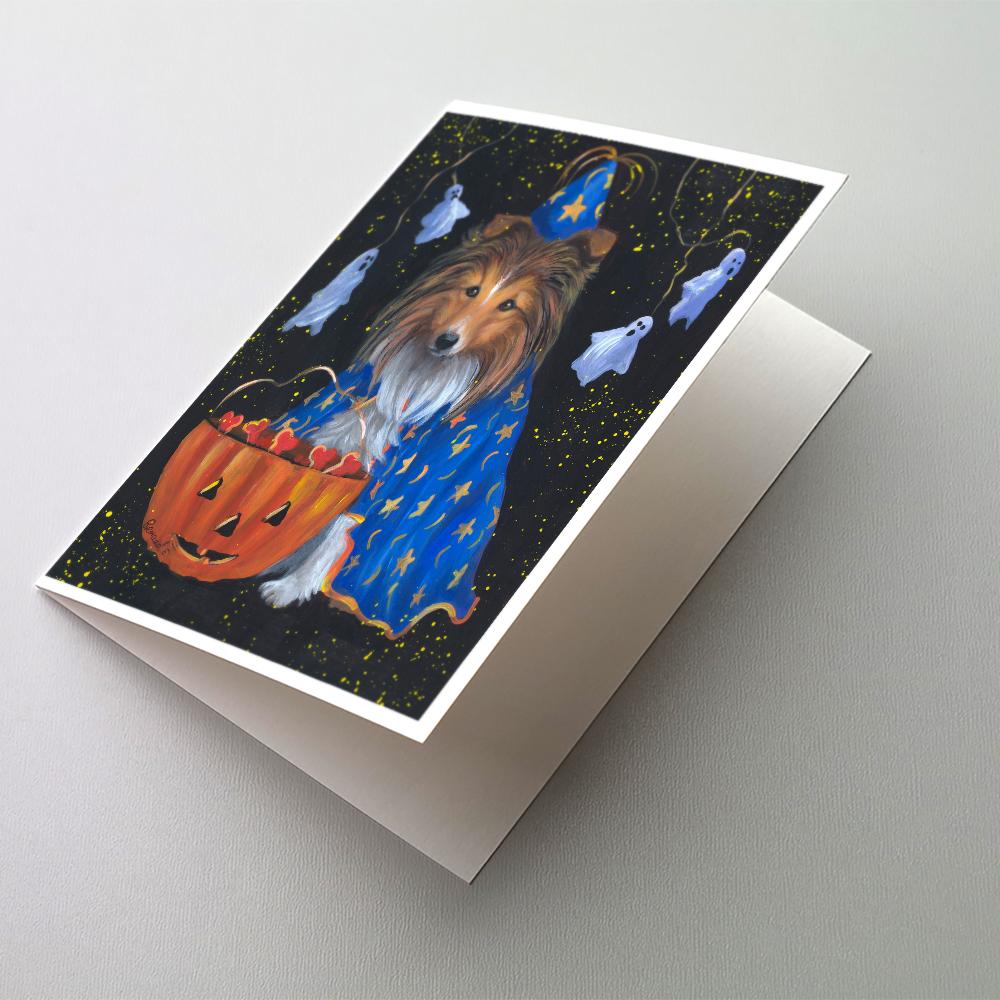 Sheltie Halloween Witch Greeting Cards Pack of 8 Blank Cards with Envelopes Whimsical A7 Size 5x7