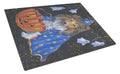 Sheltie Halloween Witch Cutting Board Tempered Glass Kitchen Cutting Surface, Heat Resistant Chopping, Non-Slip Feet, Food Prep & Serving