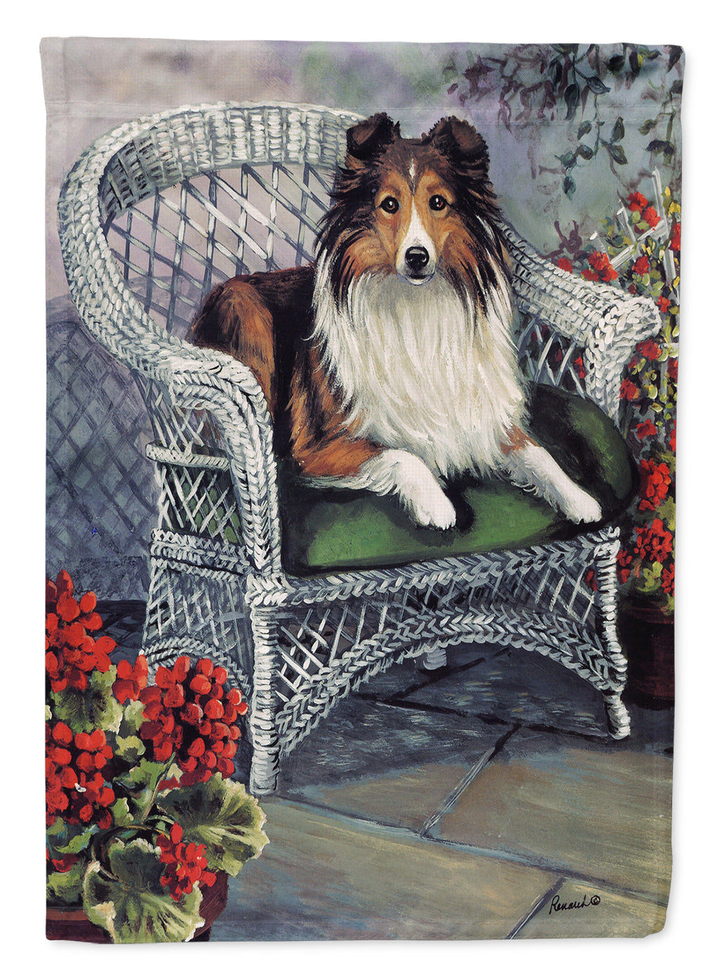 Sheltie Patio Jewel House Flag 28x40 Porch Sleeve Pole Decorative Outside Yard Banner Artwork Wall Hanging, Polyester